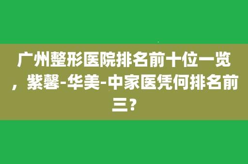 广州三甲整形美容十大排名医院医生(十大三甲排名)