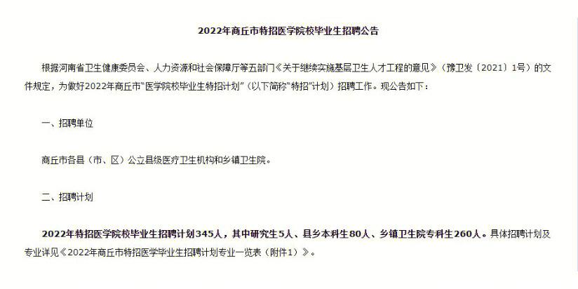 2024年商丘市特招医学院校毕业生招聘公告_共243人！(特招筆試崗位)