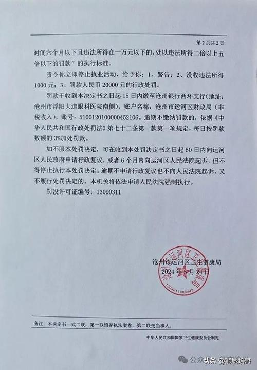 徐海凤激光诊所被行政处罚！(運河診療醫療機構)