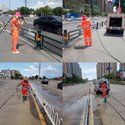 长春市宽城区环管中心利用天气转暖时机 人机结合擦洗护栏和“城市家具”(護欄擋墻清洗)