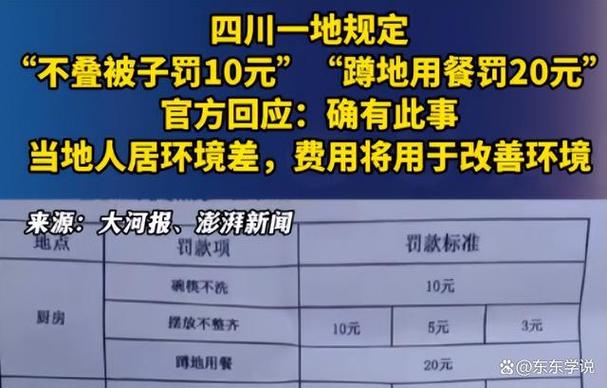 蹲地上吃饭罚款20_不叠被子罚款10元_想钱想疯了？(村民罰款他們的)