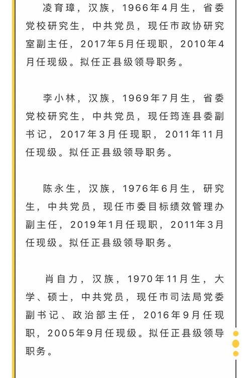 宜宾发布一批干部任前公示(漢族現職縣級)