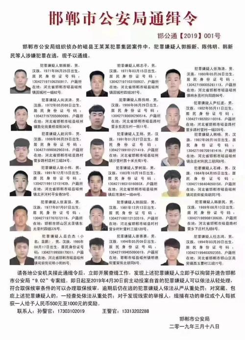 河北省公安厅公开悬赏缉捕30名涉黑恶案件在逃人员(懸賞緝捕漢族)